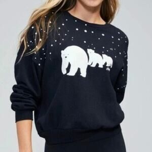 Wildfox x Coca-Cola Polar Bear Sweatshirt Crewneck Black XS Oversized Christmas